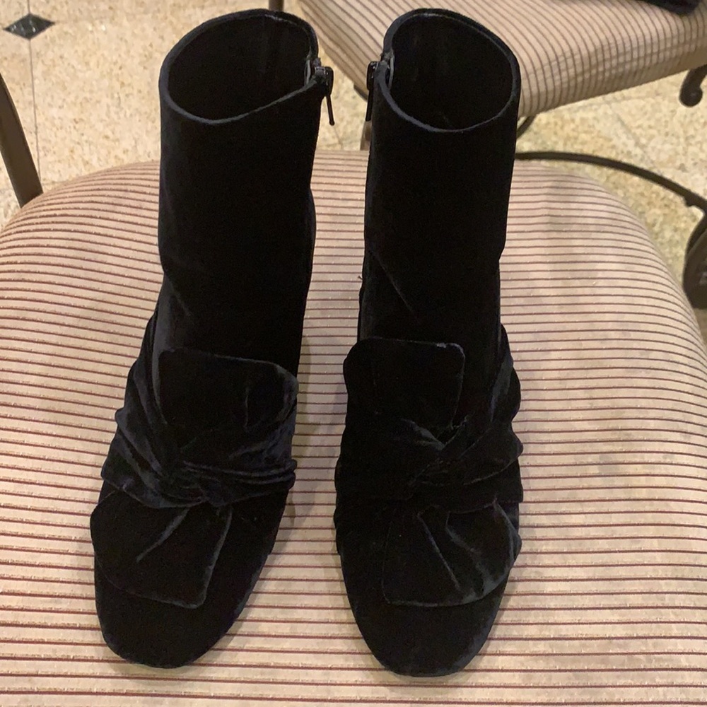 Zara Black Velvet Bow Knot Ankle Booties size 41 - Picture 4 of 9